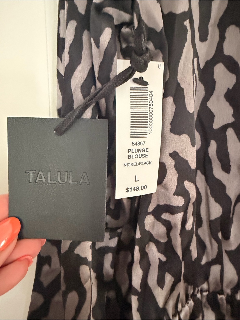 Talula Black & Gray Animal-Print Wrap-Style Blouse - NEW WITH TAGS! - Picture 2 of 5